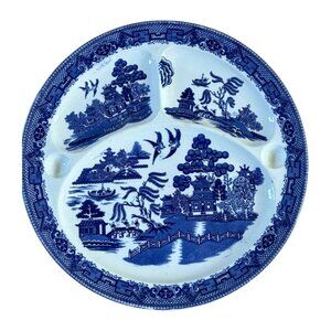 Antique Early 20th Cent. Baker & Co Ltd - Willow Divided Plate 10 3/8"